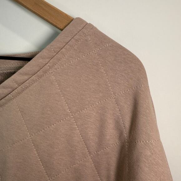 Sunland17 Quilted Oversized Pullover Top Size M/L Taupe V-Neck - Picture 6 of 10